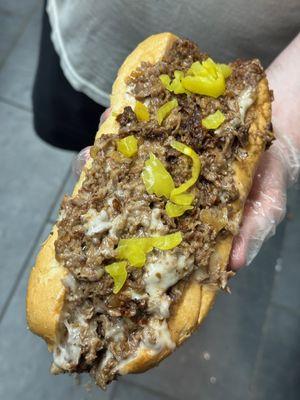 The Jersey Turnpike
- Half Pound Roasted Ribeye
- Provolone
- Onion
- Pepporcini's