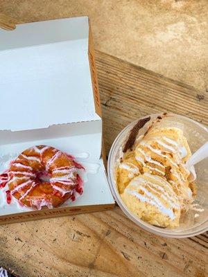 Raspberry Fluff Doughnut and S'mores Doughnut Sundae