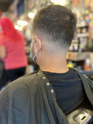 Medium bald fade with a drop.