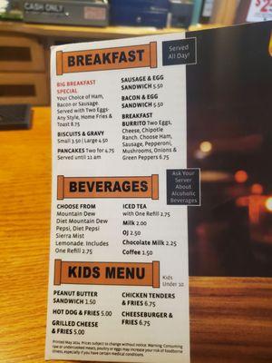 Menu 2 of 2. Breakfast all day! (Except pancakes. )