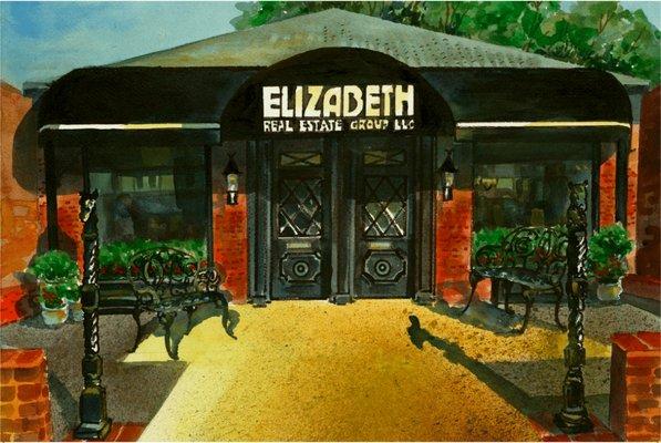 Watercolor of the front of our building