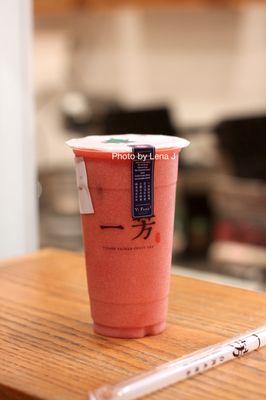 Strawberry Fruit Tea ($6.75) - Yifang mountain tea with strawberries and oranges and apple slices, slightly sweetened