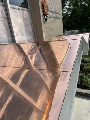 Copper roof replacement at Washington monument offices