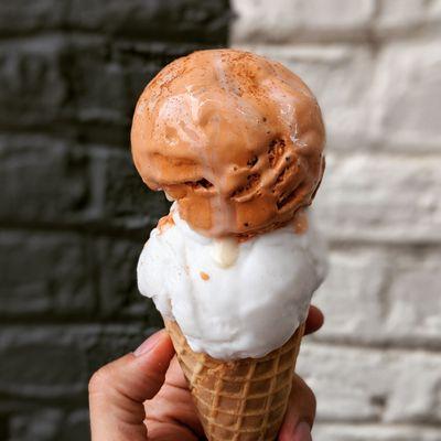 Thai Tea and Dairy-Free Coconut. Condensed Milk and Cinnamon toppings.