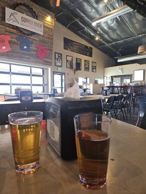 Lunch in Pueblo with my love! 805 draft and an Angry Orchard! Perfect addition to a crispy fried chicken sandwich!