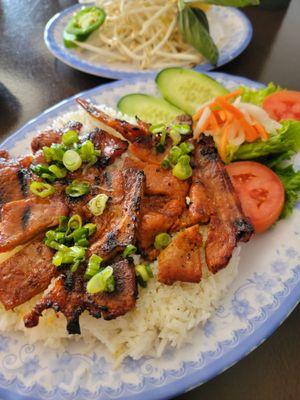 Grilled pork chop plate.