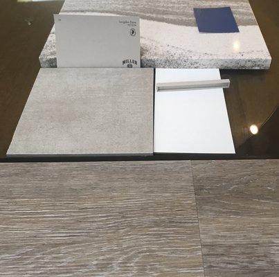 Specifications from a selection of interior finishes. Timeless neutrals with that interchangeable pop of color!