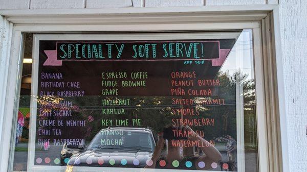 Specialty soft serve flavors
