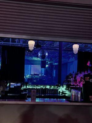 view from patio thru bar to stage
