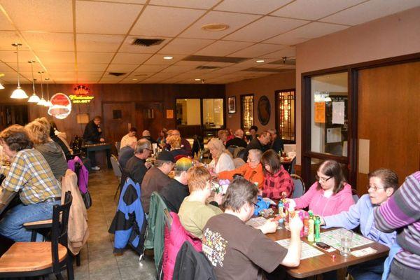 Join us for Bingo! Check out our events calendar for dates and times for Bar Bingo hosted by the Knights of Columbus.