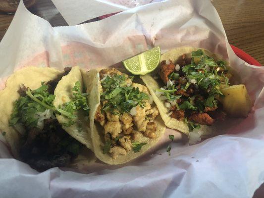 Authentic hand made tortilla tacos.