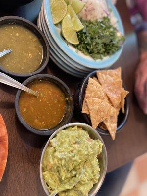Delicious guacamole and salsas!