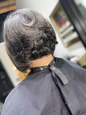 Womens cut, silk press