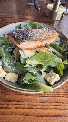 Caesar salad with salmon. Nice but they kept the skin on. Should have removed it because it didn't anything to the over all taste.