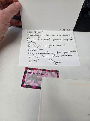 Wow! Receiving a handwritten Thank You card was such a wonderful surprise just now!!!