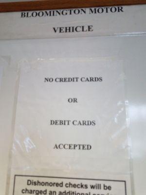 No credit or debit. What year is it?