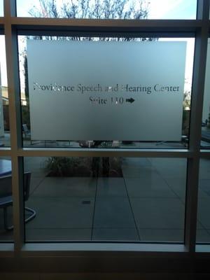 Glass sign next to the elevators, turn right from here!