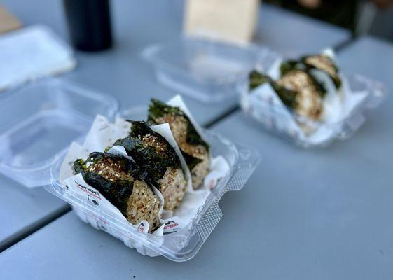 3 for $11. Spicy tuna, spicy salmon, honey shrimp