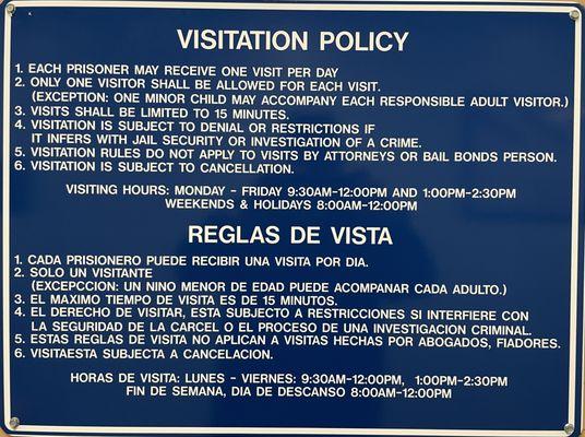 Van Nuys jail visitor hours: M-F 9:30-noon and 1:00-2:30; Sa, Su and hols 8:00-noon.