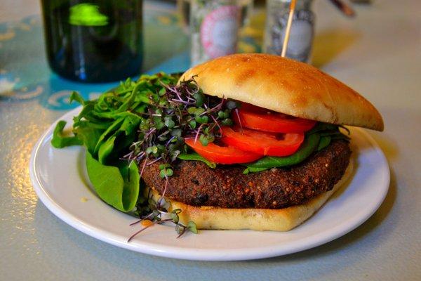 Veggie burger with microgreens