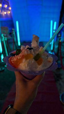 Coconut & Li-hing mui flavors with gummy bears, mochi, snow capped... yummy!