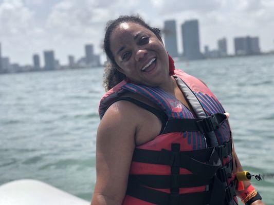 Hot Miami background, & hot girl on a jet ski!!!