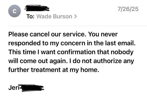 Unanswered email to branch manager, Wade Burson