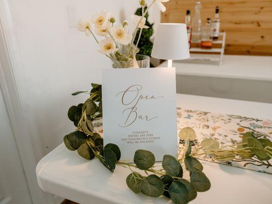 From greenery and menus to matching runners and colors, we ensure your bar looks beautiful.