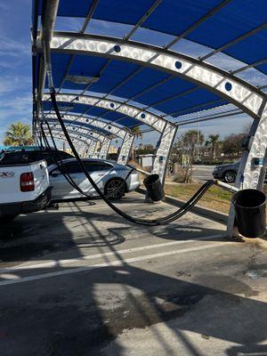 Car vacuums and trash cans conveniently located