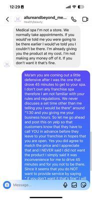 Text message from owner