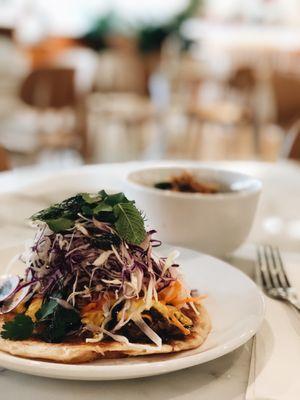 Brisket roti with cucumber salad lunch special at Kim