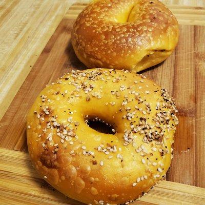Egg everything and plain egg bagel