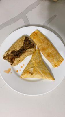 Doubles, pine tart, and cheese-roll..yum yum yum