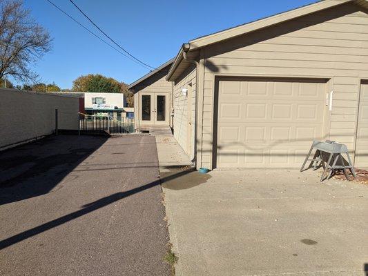 Entrance and parking.