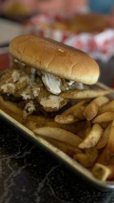 Fried pickle burger! Mmmm