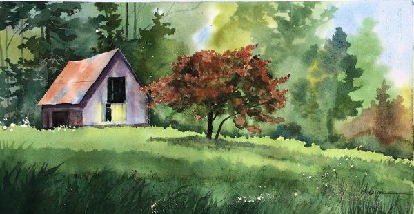 "Hint of Fall in the Air" painted on US 276 near Brevard, NC