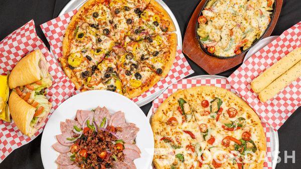 pizzas, pastas, salads and sandwiches