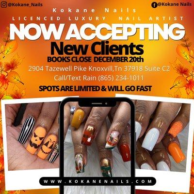 Accepting New Clients November 10th- December 20th