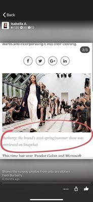They even used a stollen picture off of Burberry's site and edited it and put Chic NYC smfh.