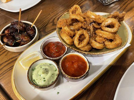 Fried Calamari / Bacon and Dates