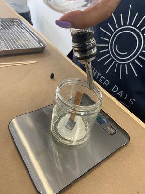 Pouring fragrance oils