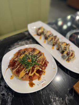 Sushi pizza and Texas roll