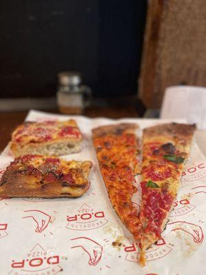Pizza slices (La Regina, Giseupp (NY style), Nona Mena (grandma) and DOP Sicicilian)