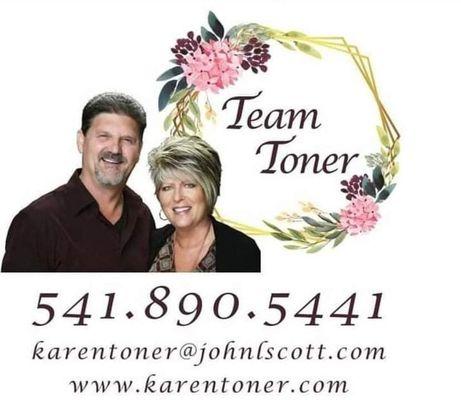 Call Karen & Terry Toner "Team Toner" for all your Real Estate needs. We are here to help.