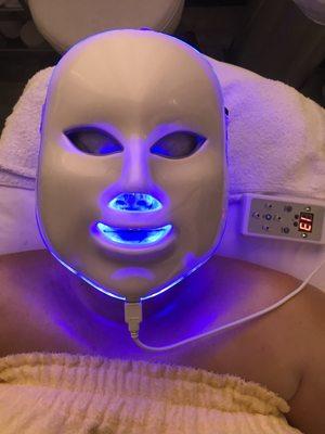 The light mask! She used the color blue to help with my acne!