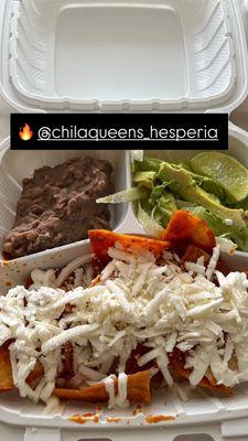 Chilaquiles rojos with asada