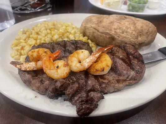 Ribeye steak and shrimp Saturday special
