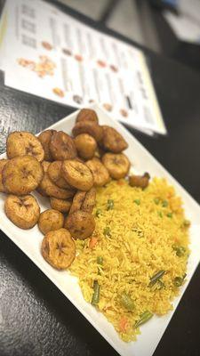 Exotic Fried Rice with fried plantains
