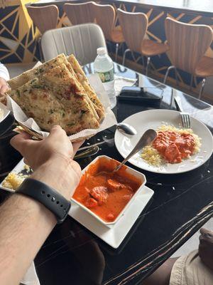 Chicken tikka masala and Garlic Naan