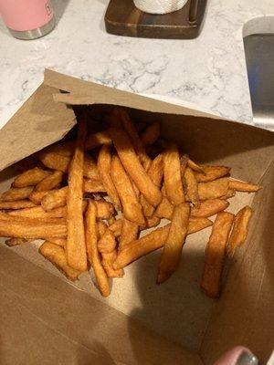 Half full or half empty? $7 "large" order of fries.